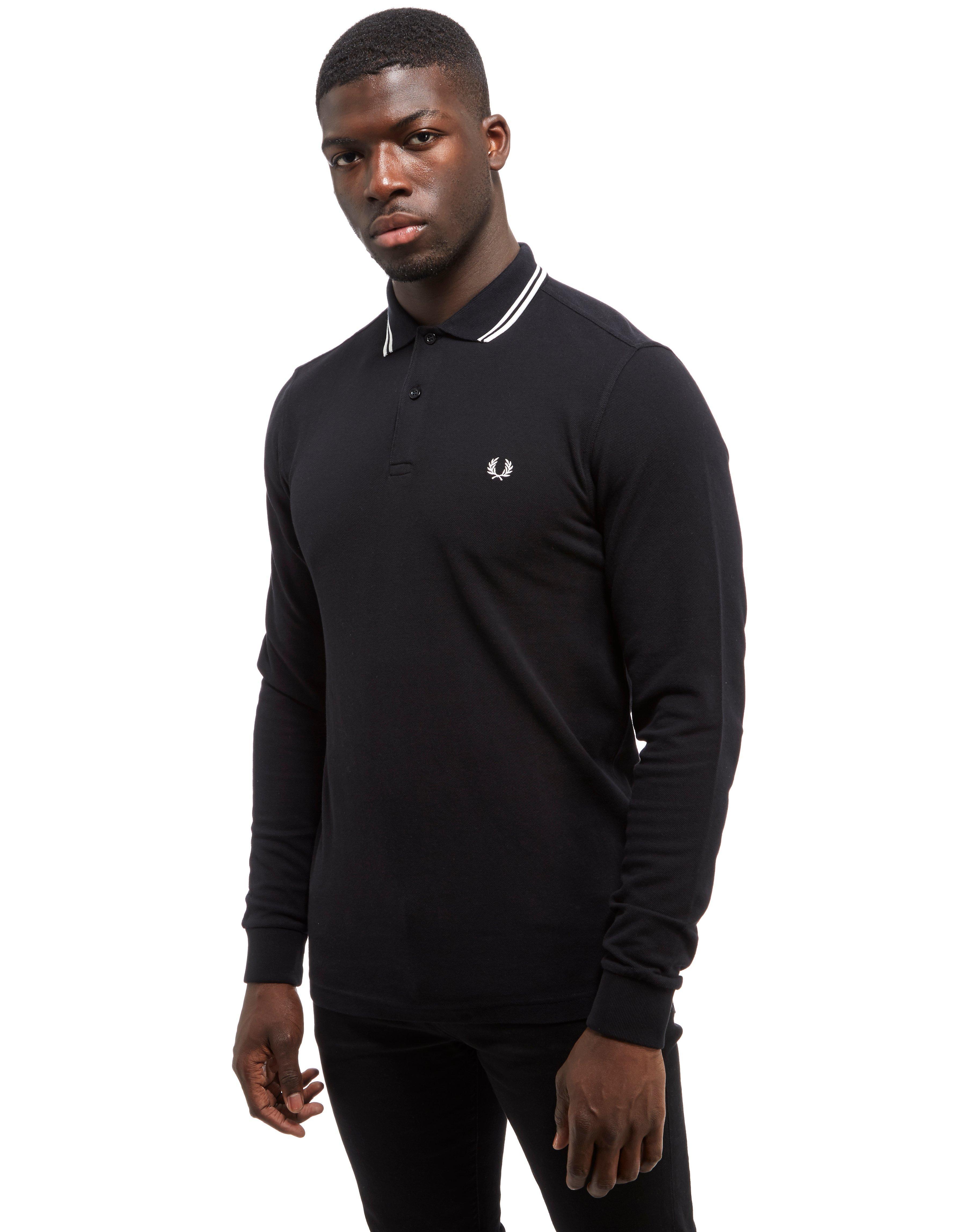 Lyst Fred Perry Twin Tip Long Sleeve Polo Shirt in Black for Men