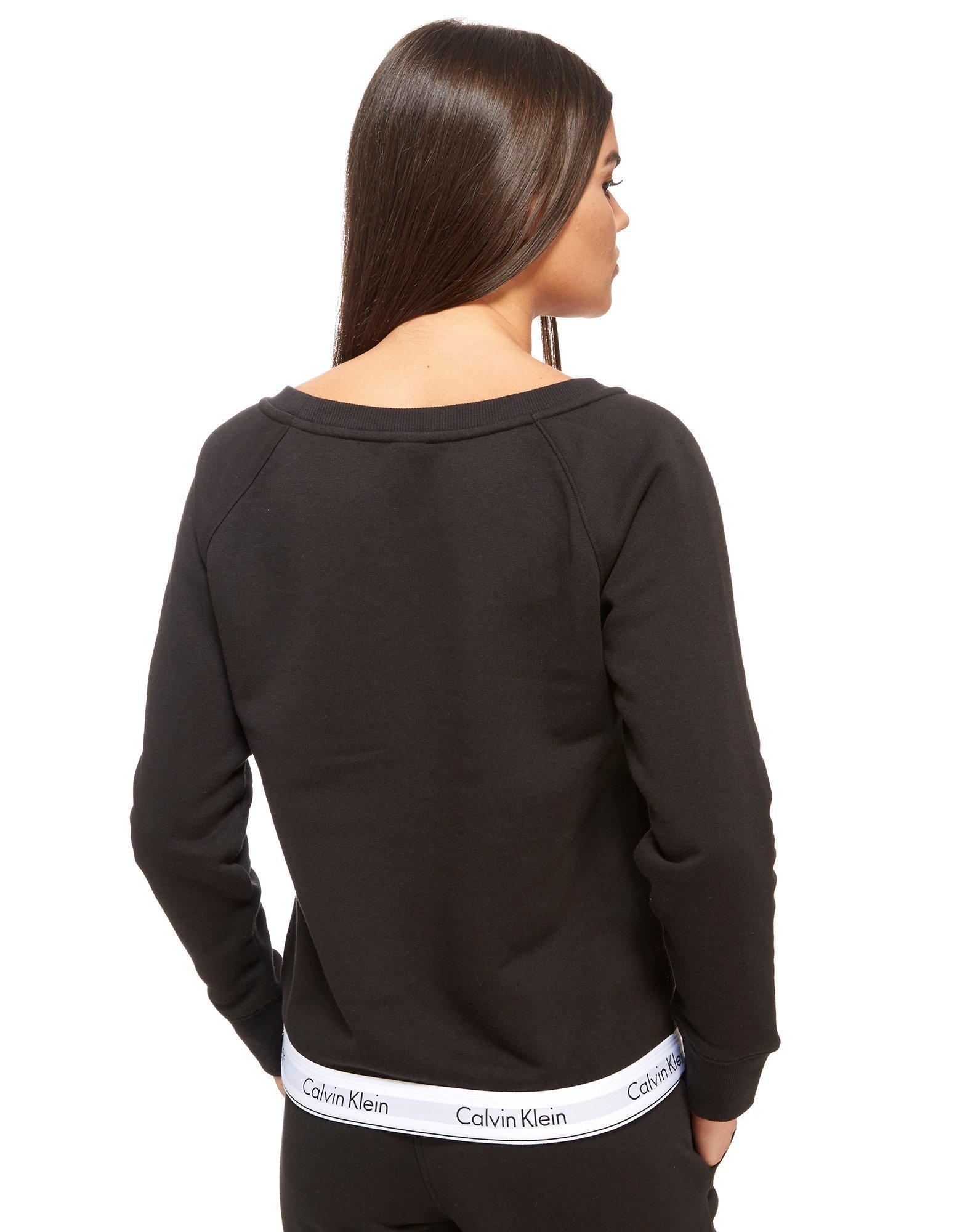Calvin Klein Cotton Crew Sweatshirt in Black - Lyst
