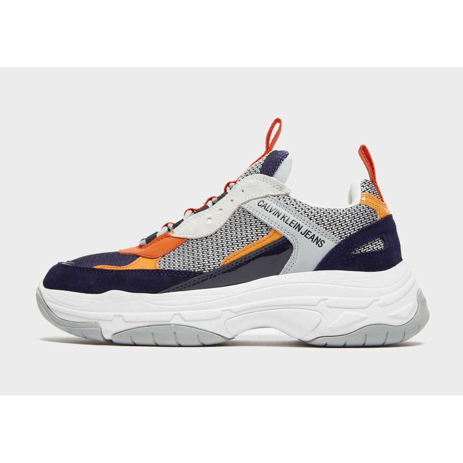 calvin klein navy & orange marvin trainers