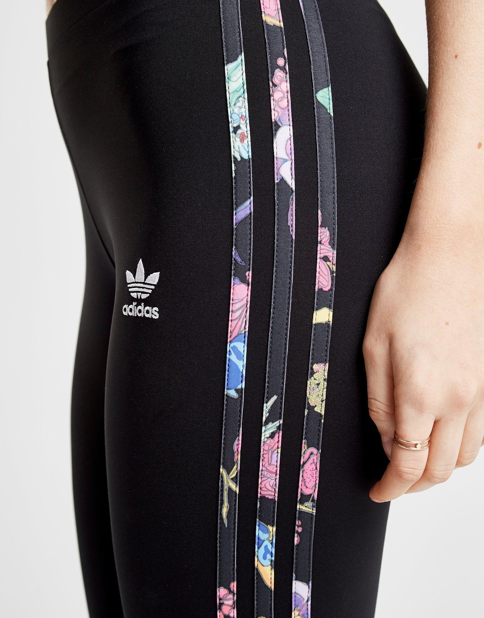 adidas floral 3 stripe leggings