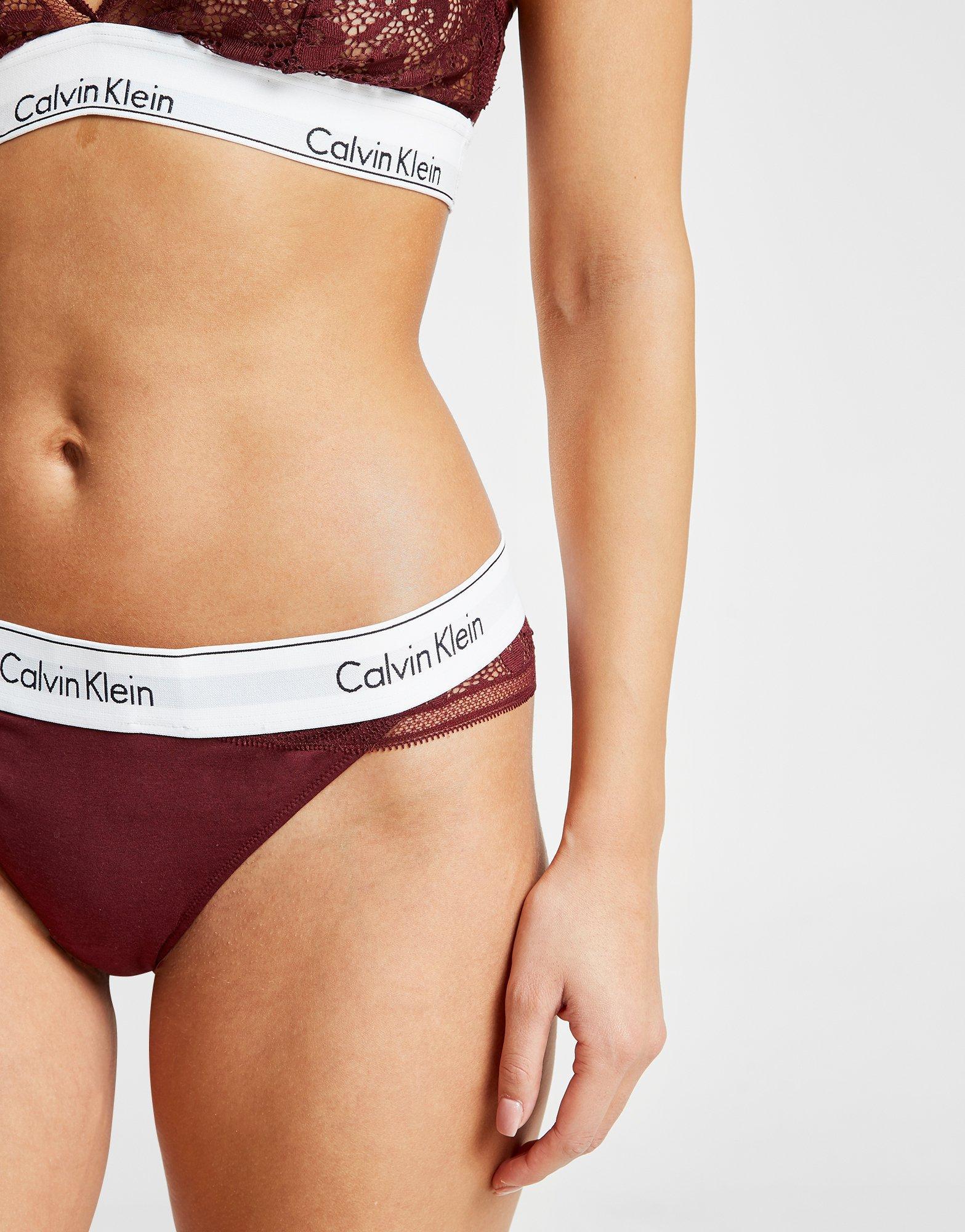 calvin klein red lace thong