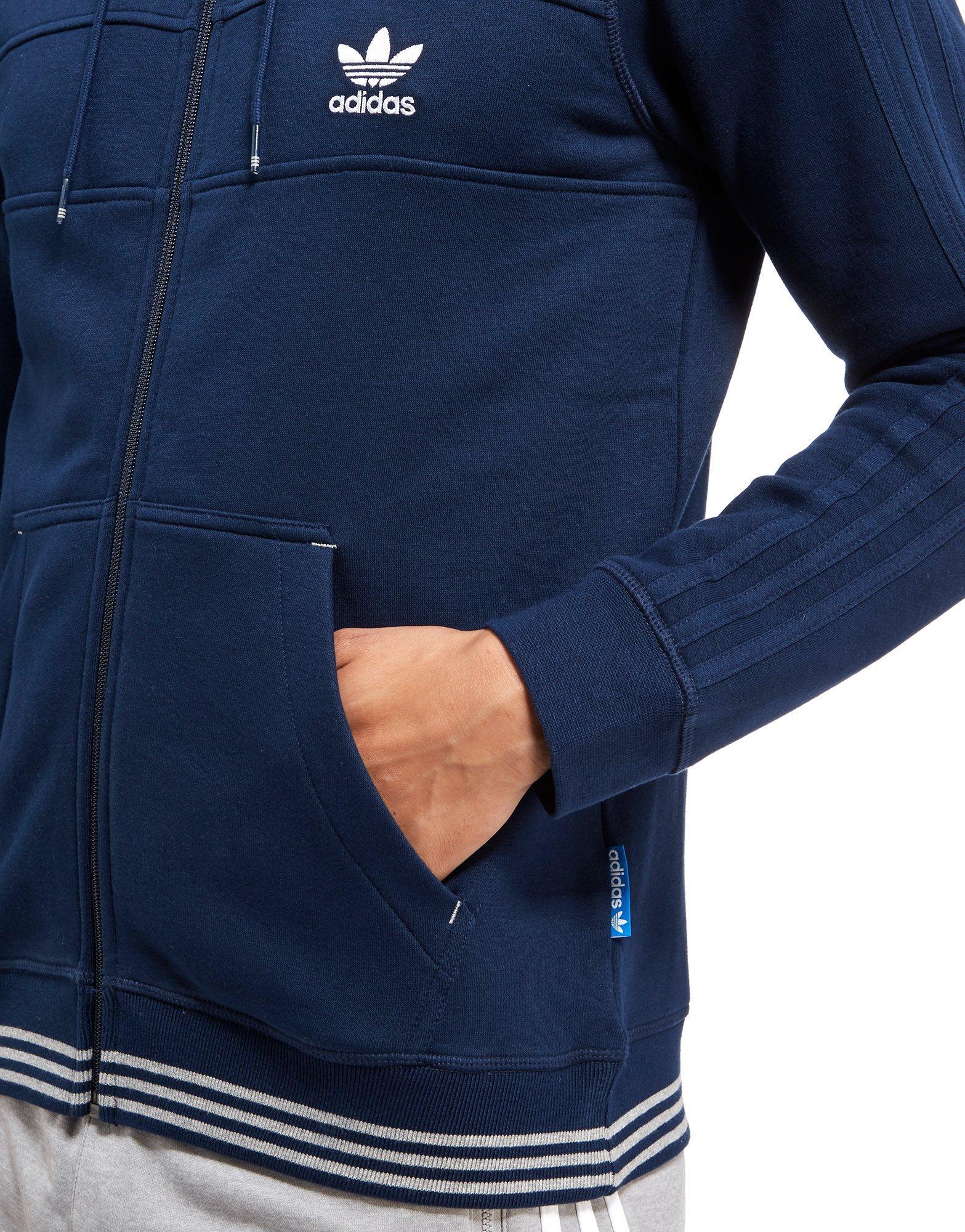 adidas Originals Synthetic Trefoil Full Zip Hoodie in Blue/White (Blue ...
