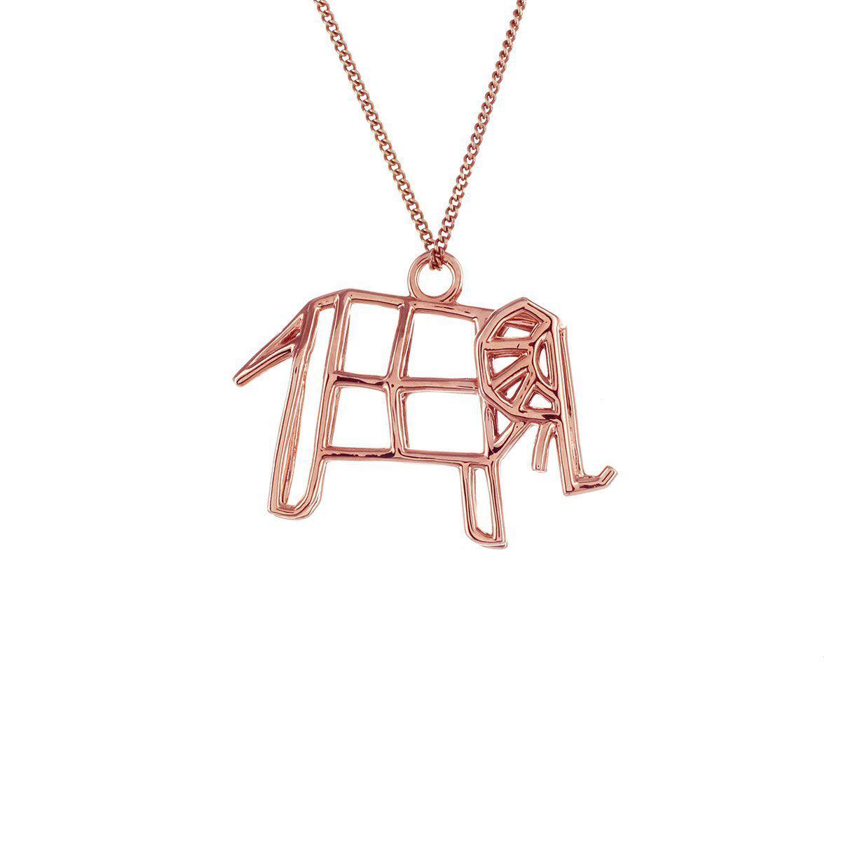 Origami Jewellery Sterling Silver Pink Gold Frame Elephant Sterling Silver Pink Gold Frame