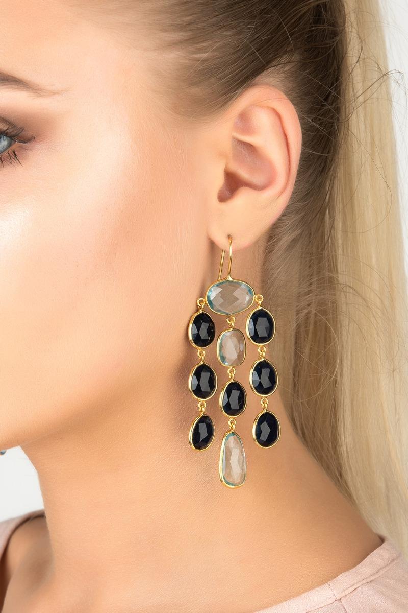 LÁTELITA London Splash Gemstone Earring Gold Sapphire Hydro in Blue - Lyst