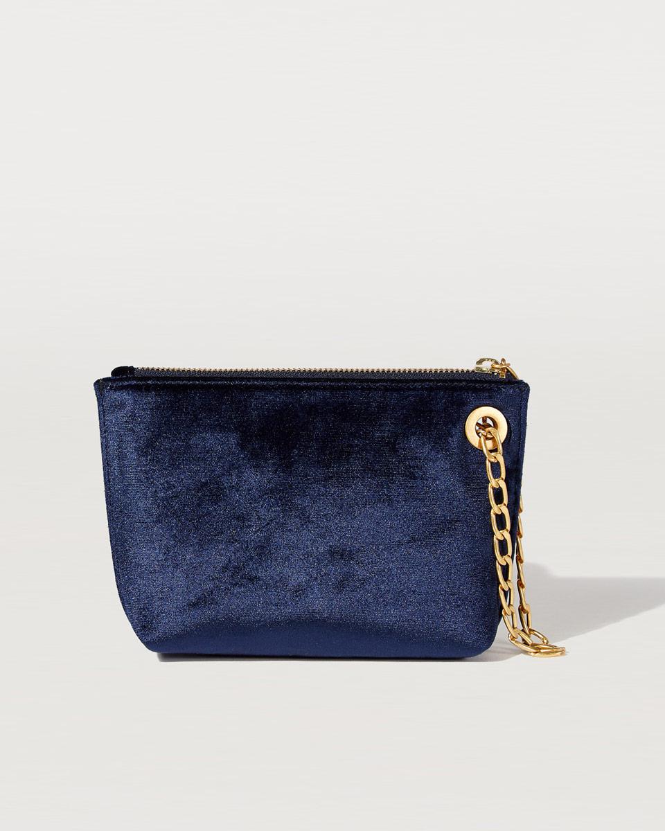 navy velvet clutch bag