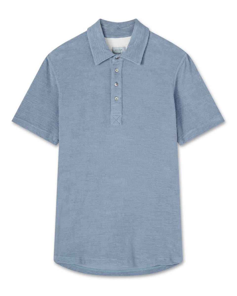Jigsaw Cotton Nicholas Short Sleeve Towelling Polo Shirt in Sky Blue ...