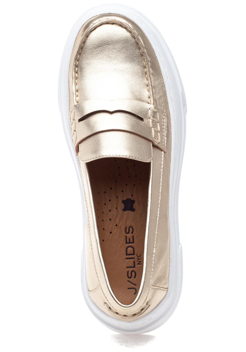 J/Slides Ava Sneaker Light Gold Leather in White Lyst
