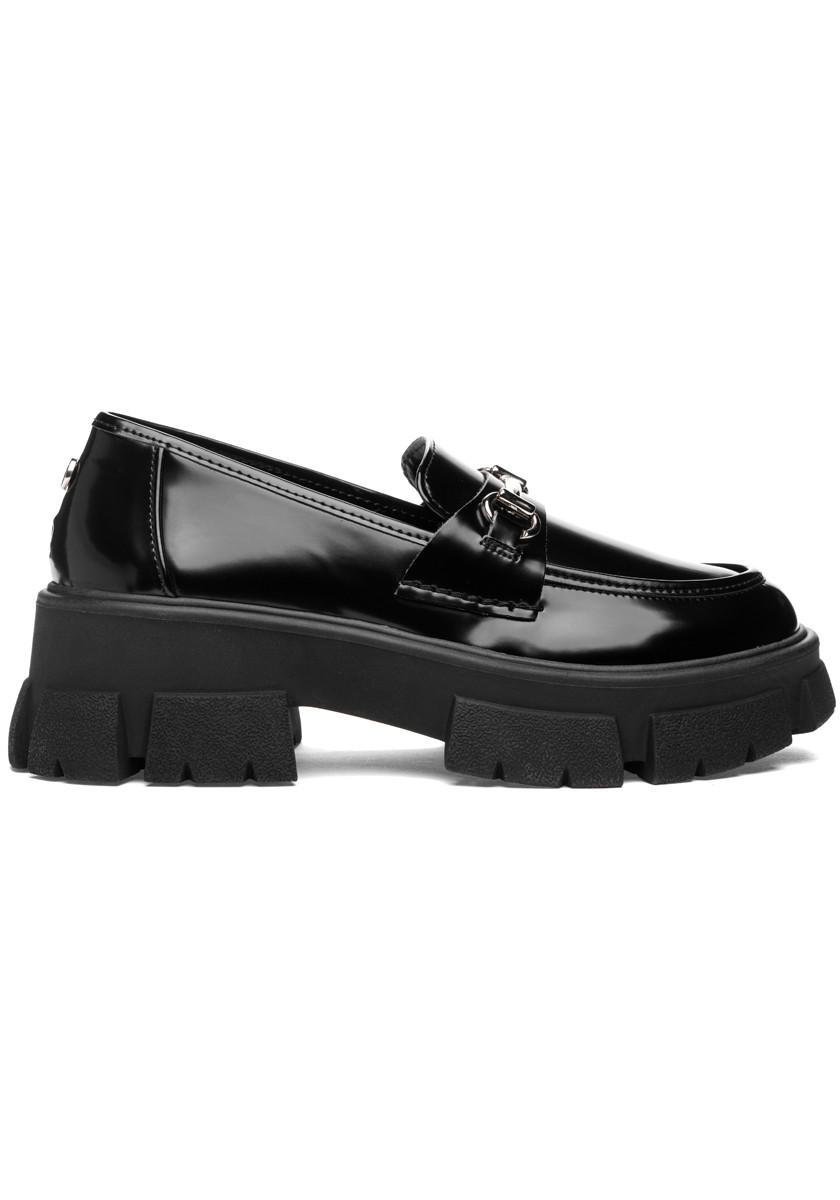 Womens Shoes Flats and flat shoes Loafers and moccasins Steve Madden Leather Trifecta Loafer in Black 