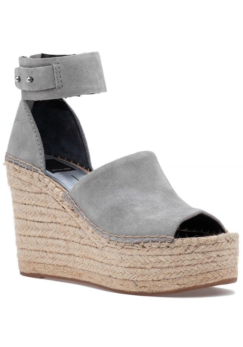 Dolce Vita Straw Wedge Sandal Smoke Suede in Gray - Save 44% - Lyst