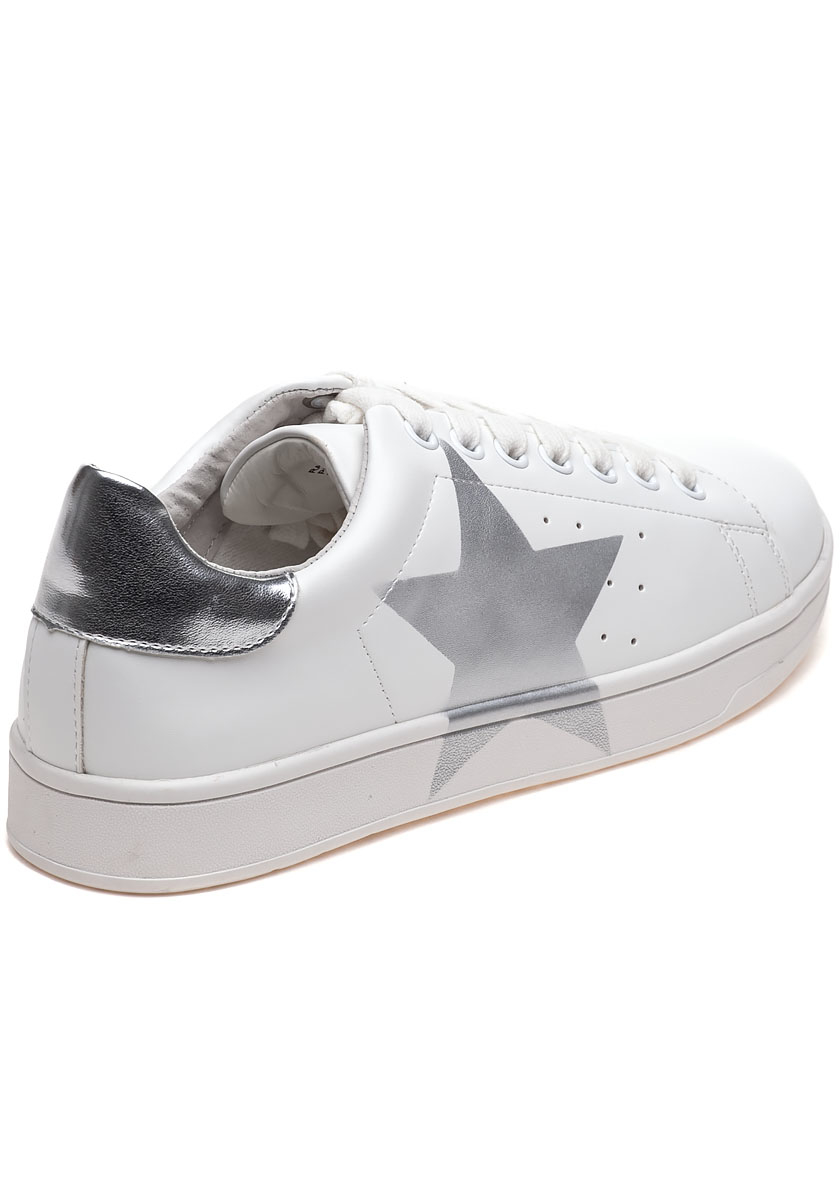 white sneakers with silver stars