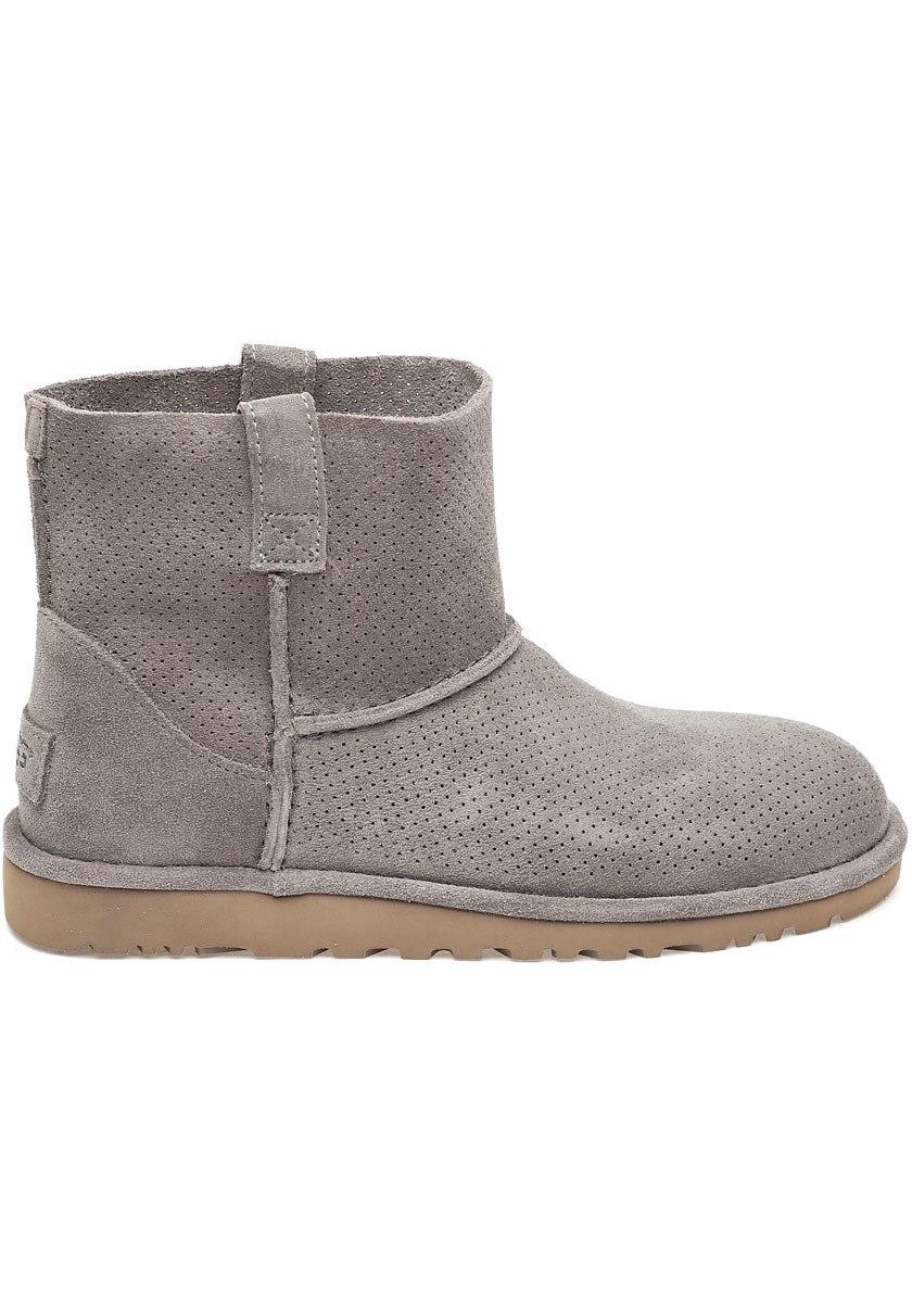 UGG Mini Perforated Unlined Grey Suede Boot in Gray - Lyst