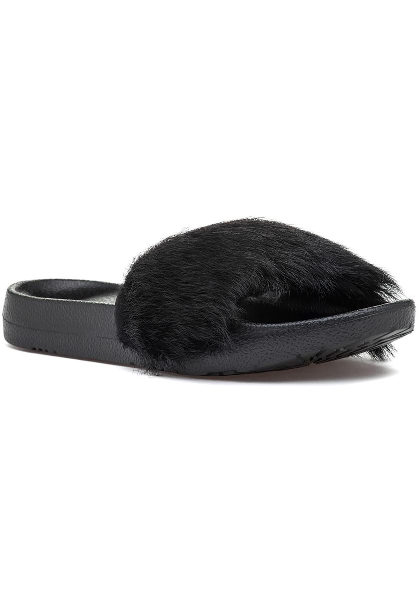 UGG Fur Royale Slide Black - Lyst