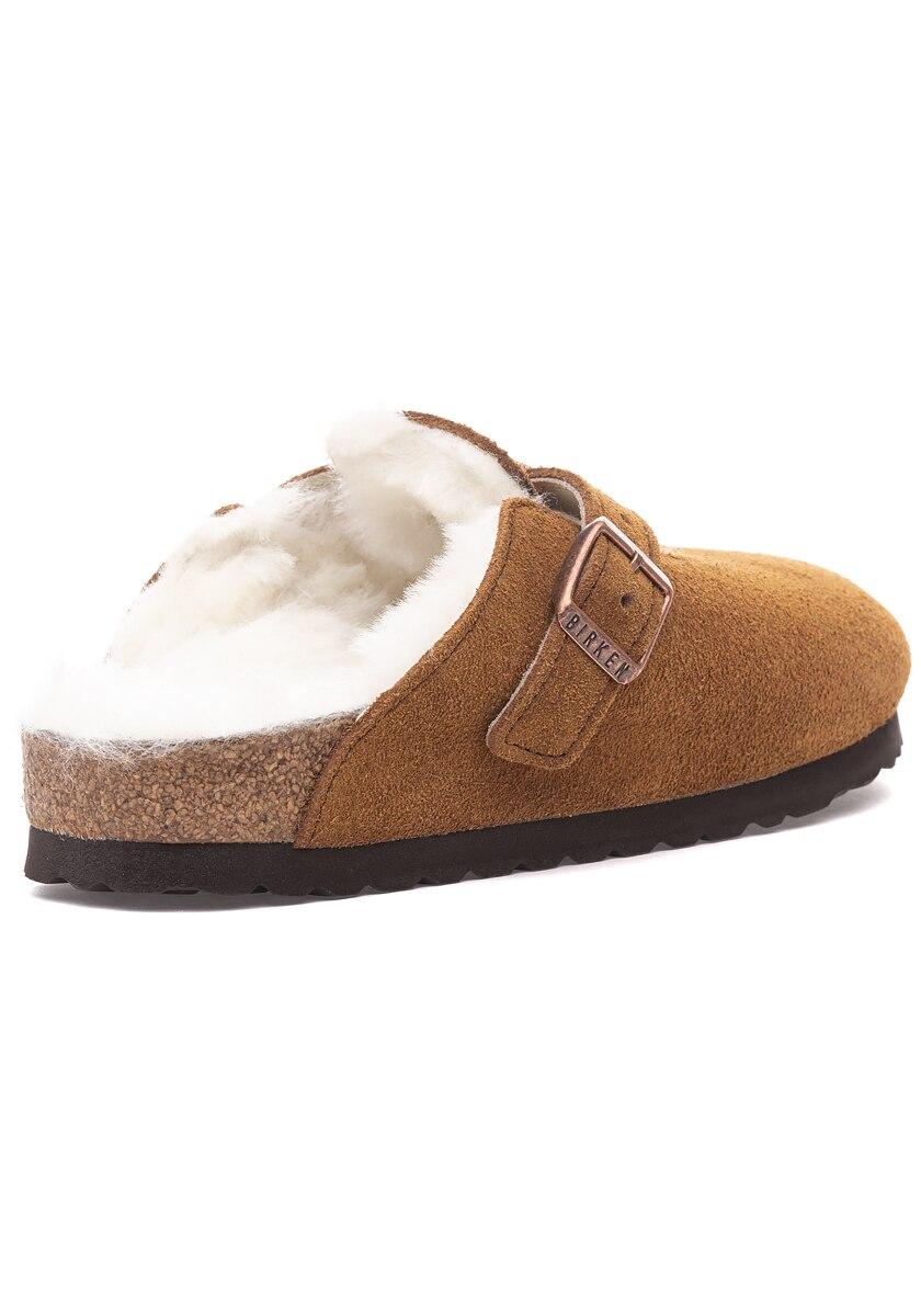 Birkenstock Suede Boston Shearling Clog Mink in Tan (Brown) - Lyst