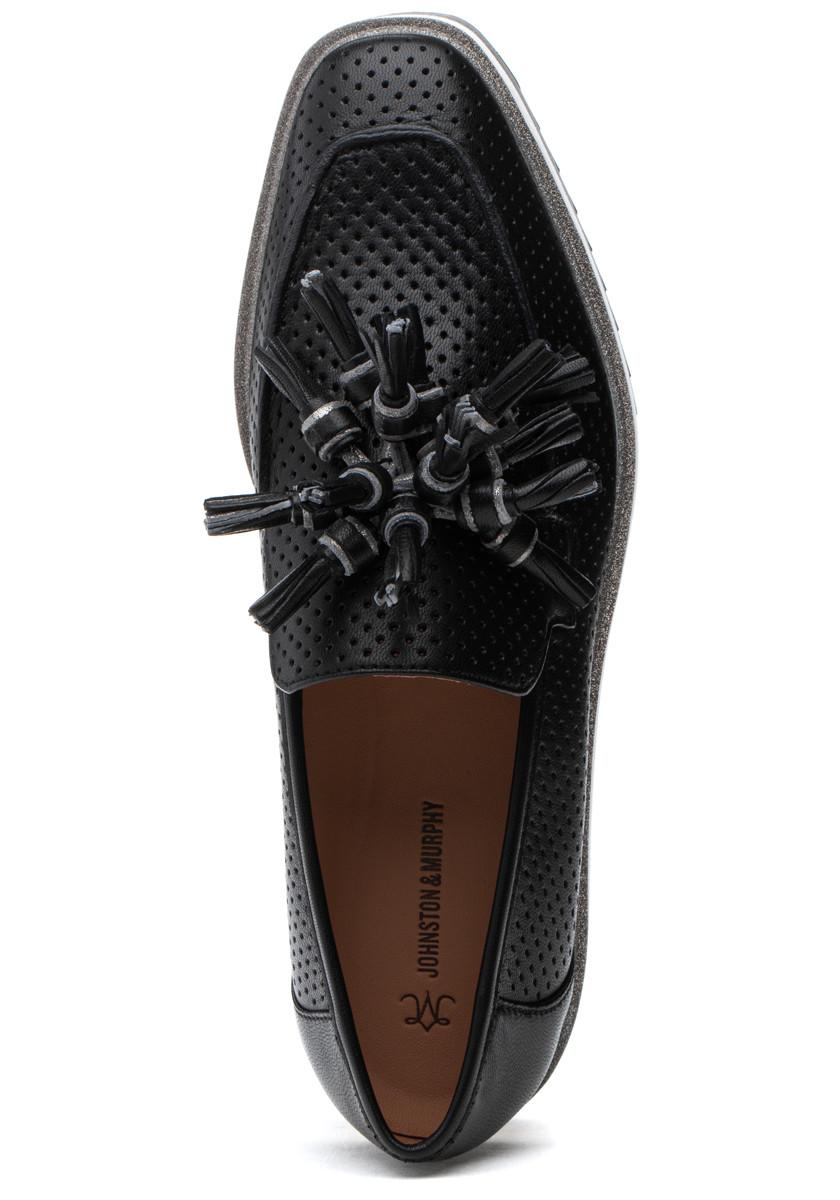 Johnston & Murphy Gracelyn Perfed Tassel Loafer in Black Lyst