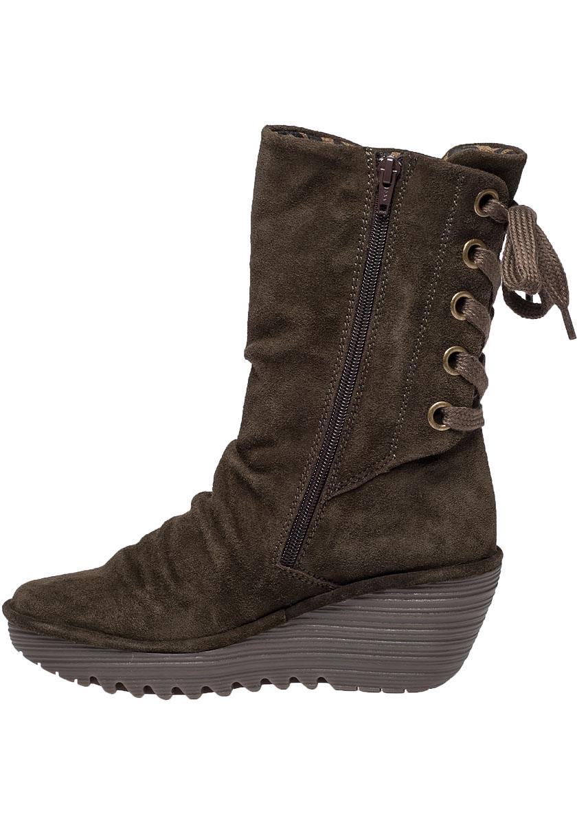 Fly London Yada Suede Wedge Boots in Natural - Lyst