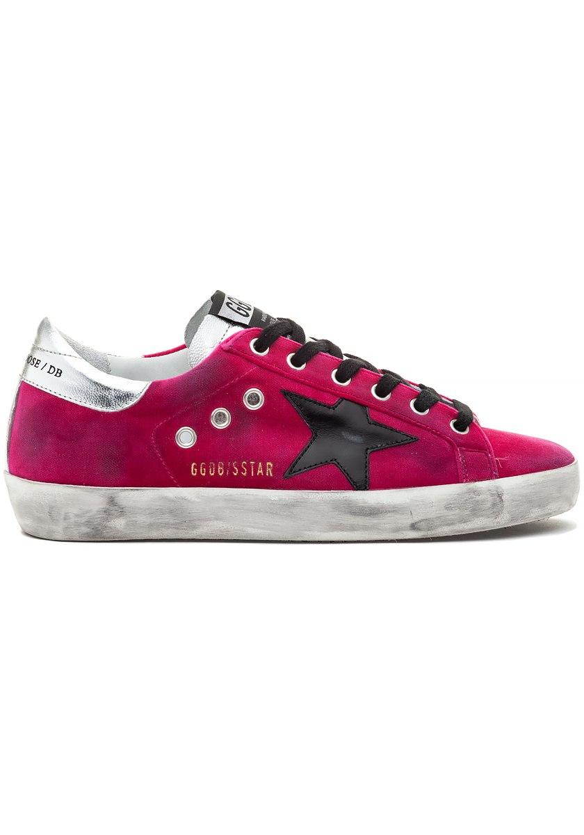 golden goose pink velvet sneakers