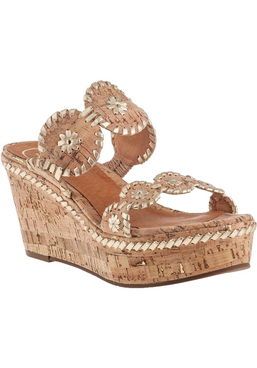 Jack Rogers Leather Leigh Wedge Sandal Natural Cork Lyst