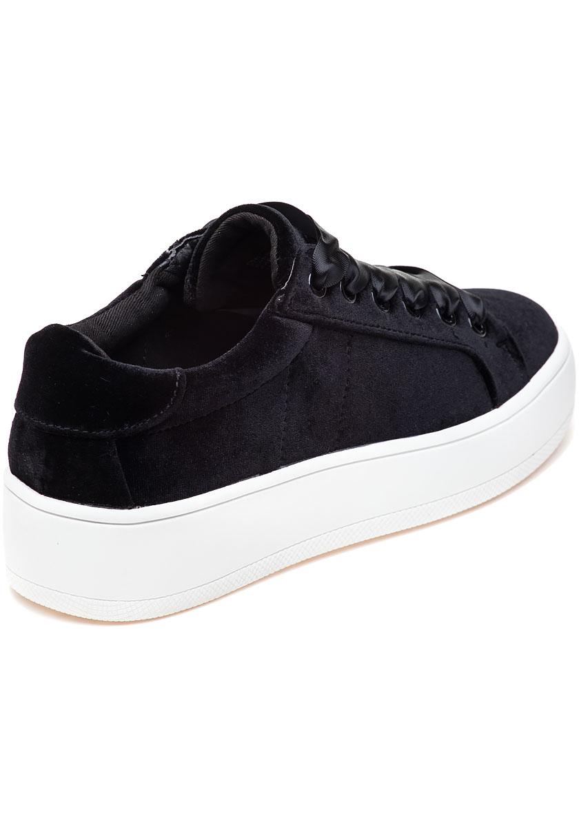 Steve Madden Bertie-v Black Velvet Sneaker | Lyst