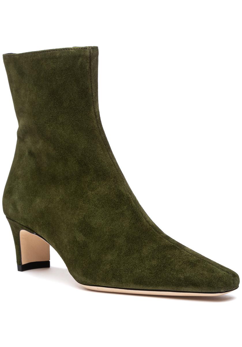 STAUD Wally Ankle Boot Olive Suede in Green Lyst