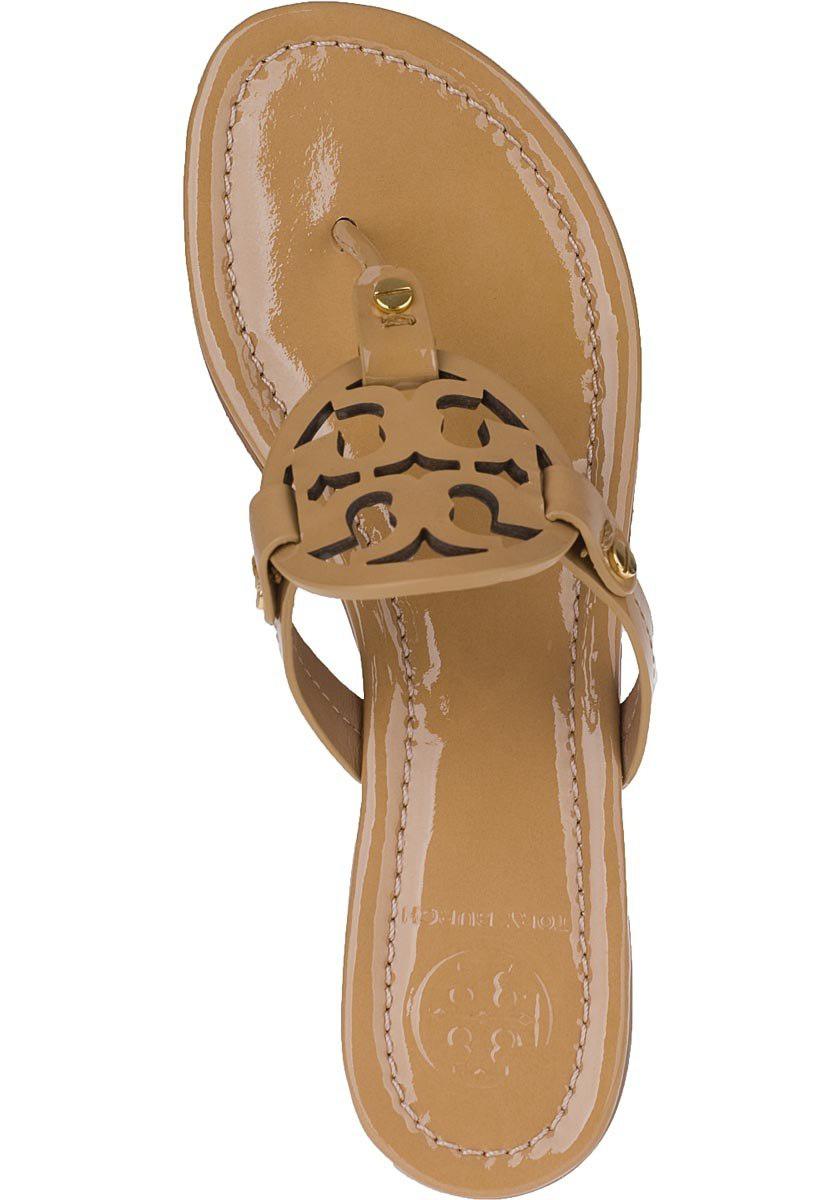 Tory Burch Miller Sandal Sand Patent Leather in Brown | Lyst