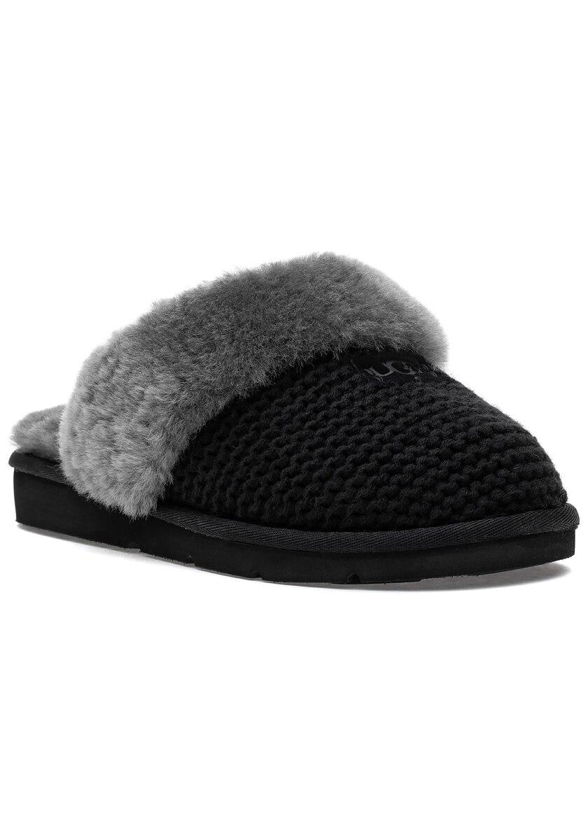 UGG Fur Cozy Knit Slipper Black Lyst