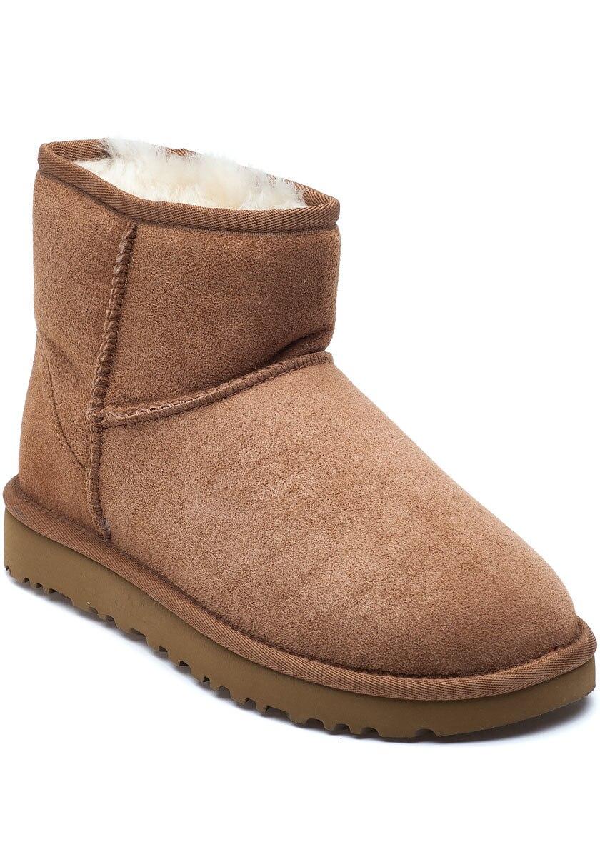 Ugg classic mini ii chestnut suede bootie in tan brown lyst