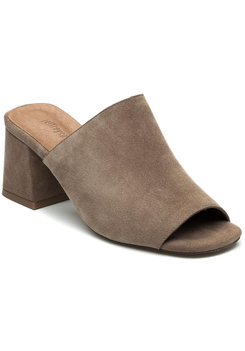 taupe suede mules