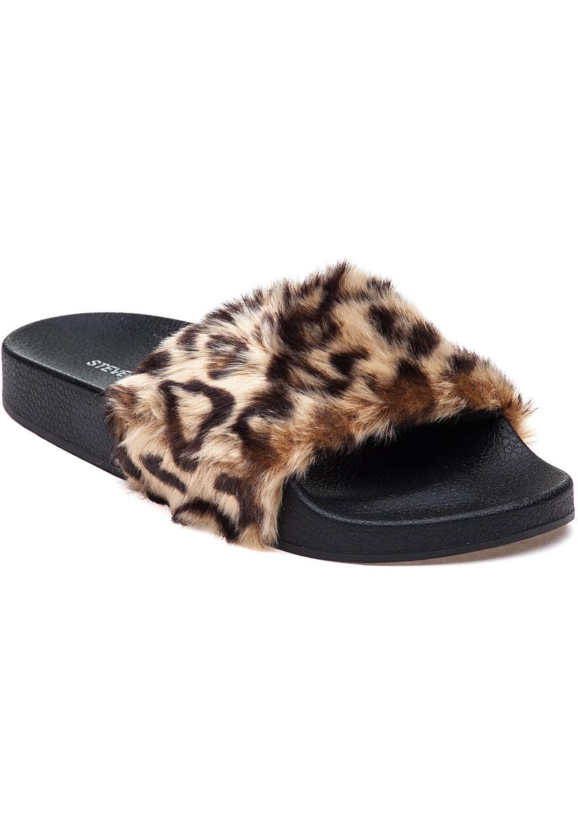 tan fluffy slides