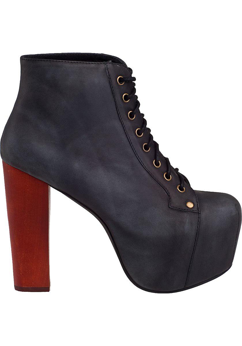 Jeffrey Campbell Lita Ankle Boot Distressed Black Leather in Black - Lyst