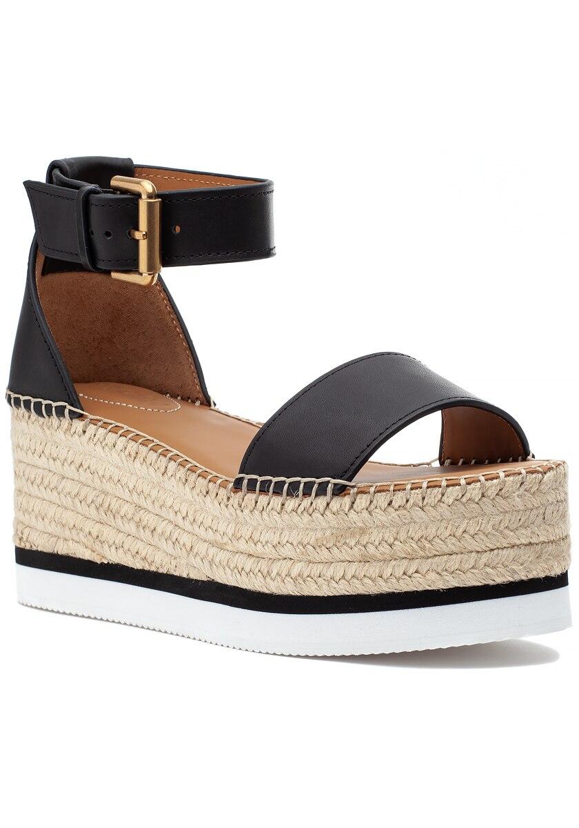 See By Chloé Leather Glyn Platform Sandals in Black - Lyst