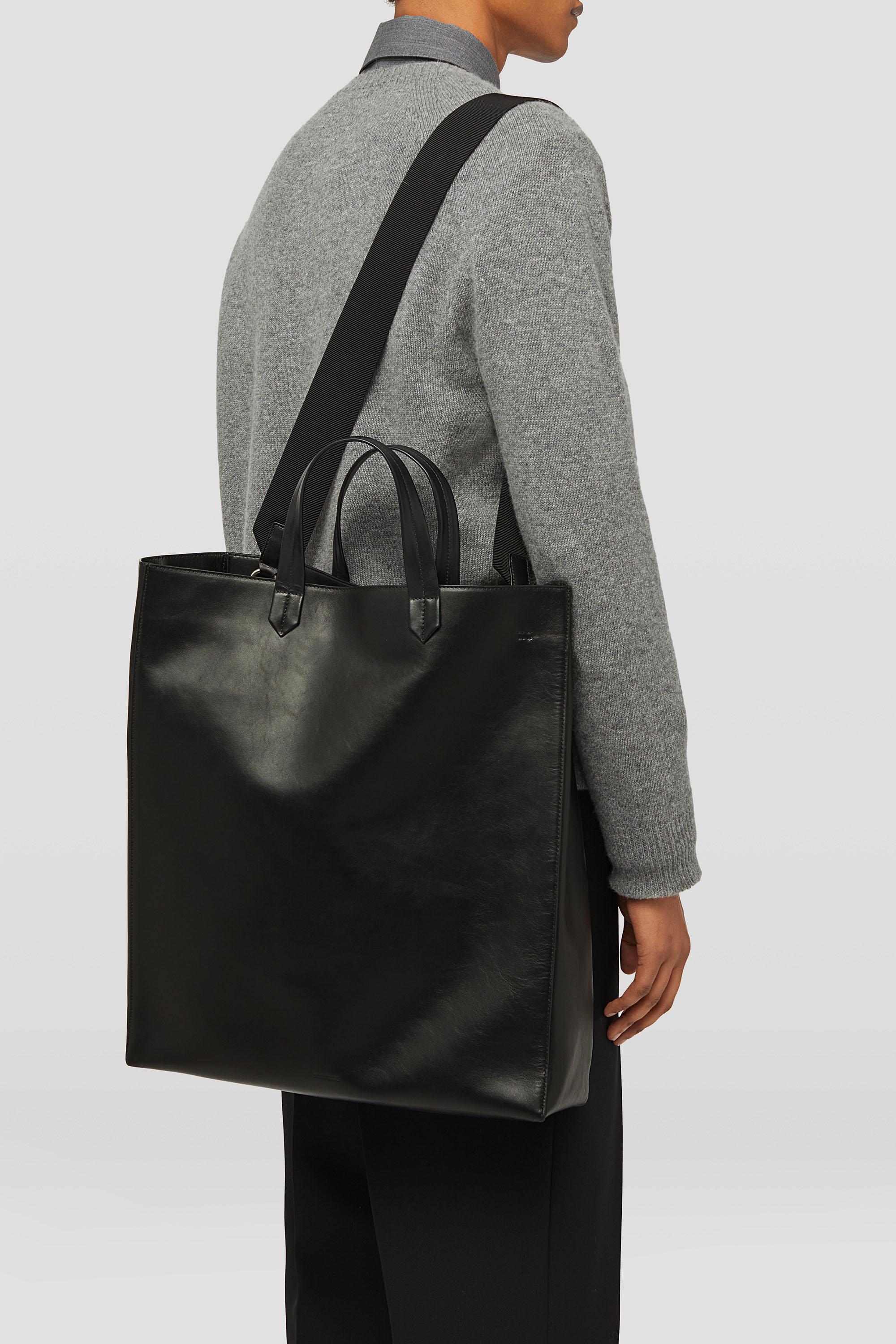 JIL SANDER ブラックレザートートバッグ JIL SANDER ブラック トートバッグ