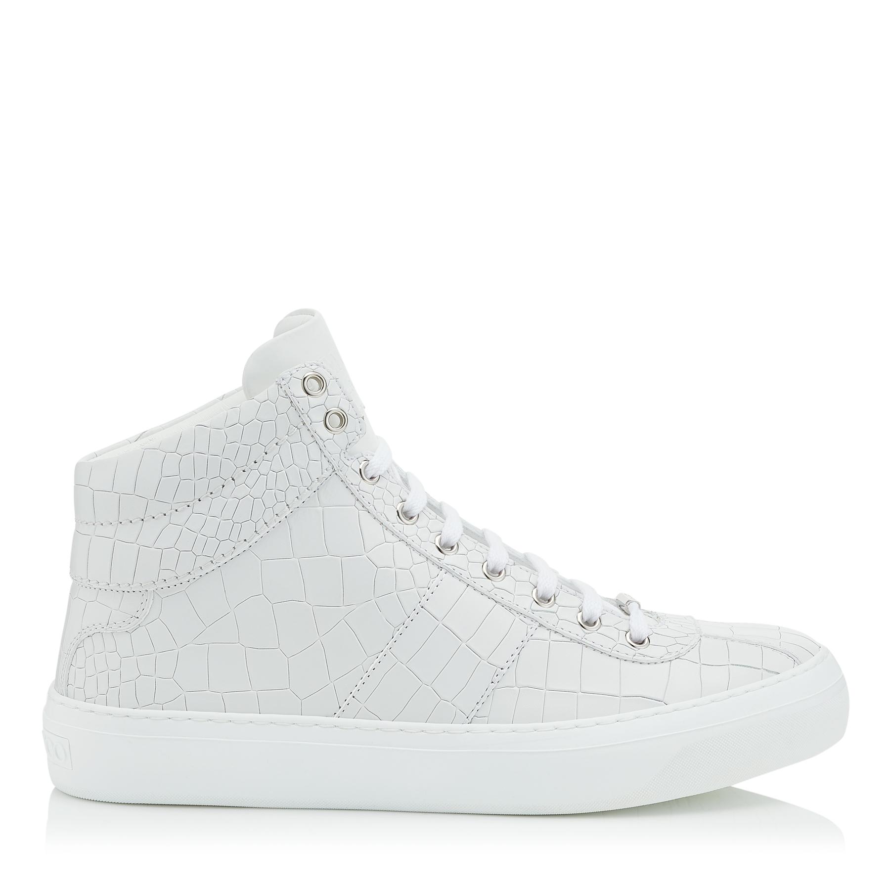 Jimmy Choo Belgravia White Croc Embossed Leather High Top Sneakers White 43  for Men | Lyst