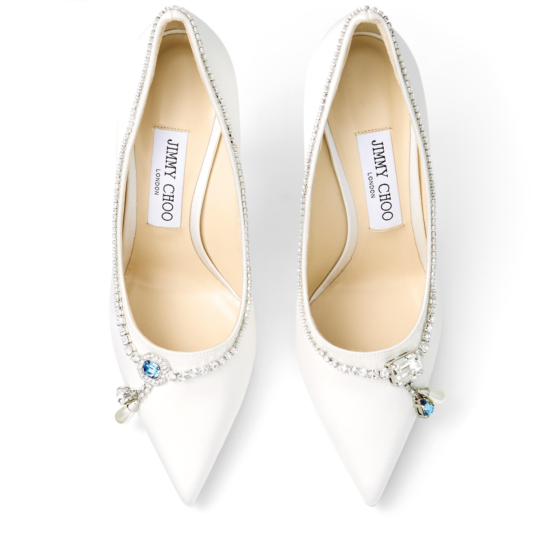 Love 100 Crystal Embellished Pumps in White - Jimmy Choo