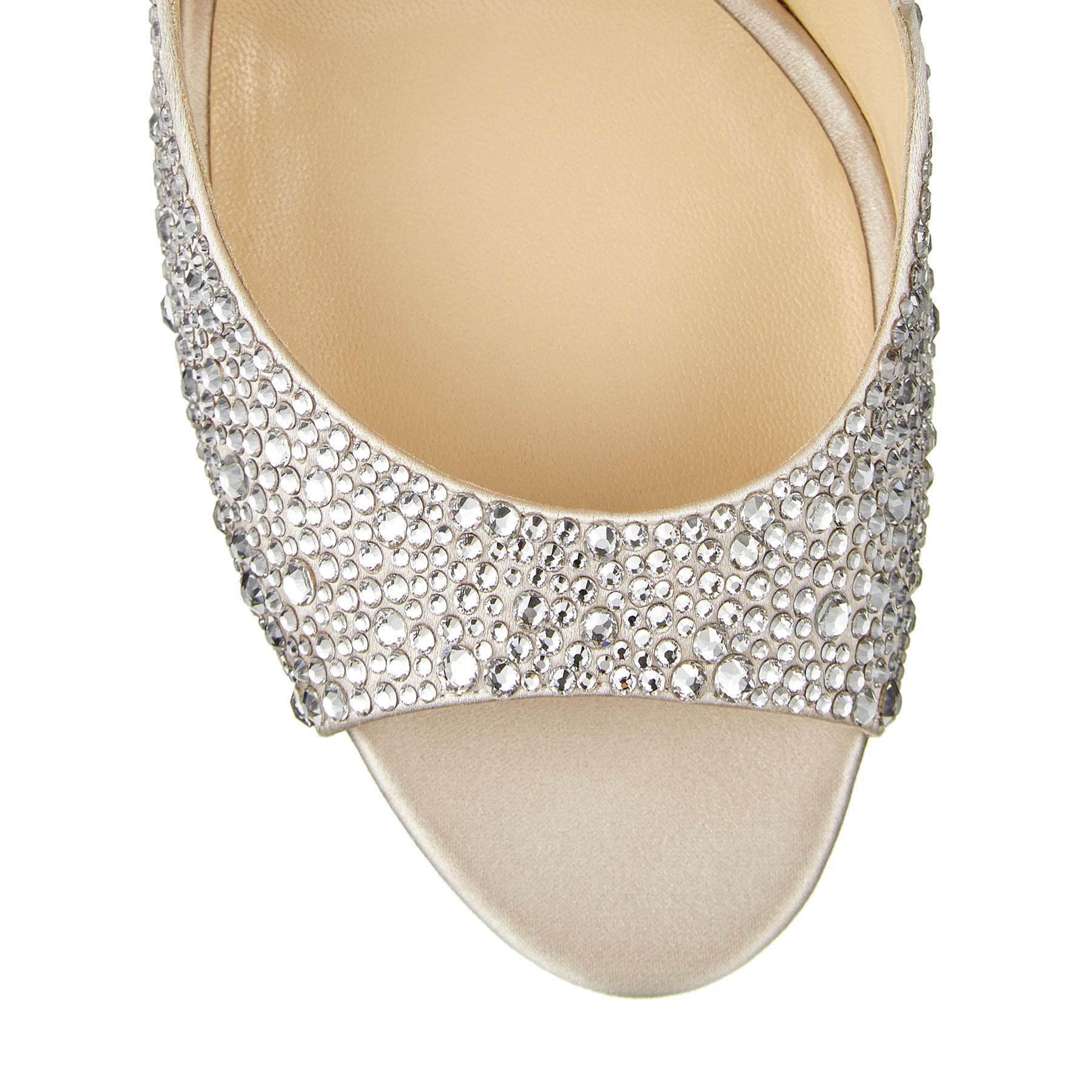 Jimmy Choo Emily 85 Ballet Pink Sandal With Sprinkled Crystals On Satin - Lyst
