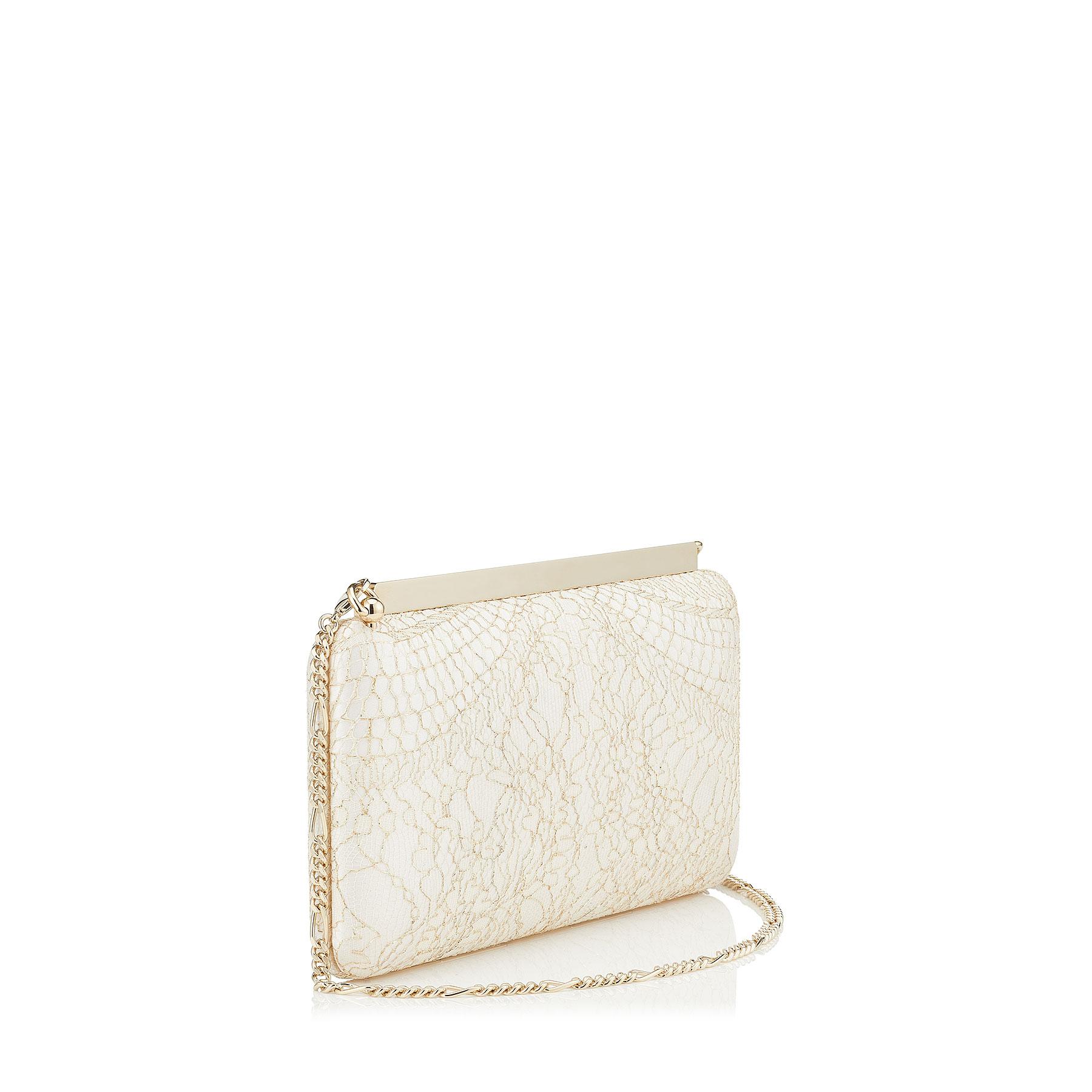 Jimmy Choo Ellipse Champagne Sparkly Lace Clutch Bag in Metallic | Lyst
