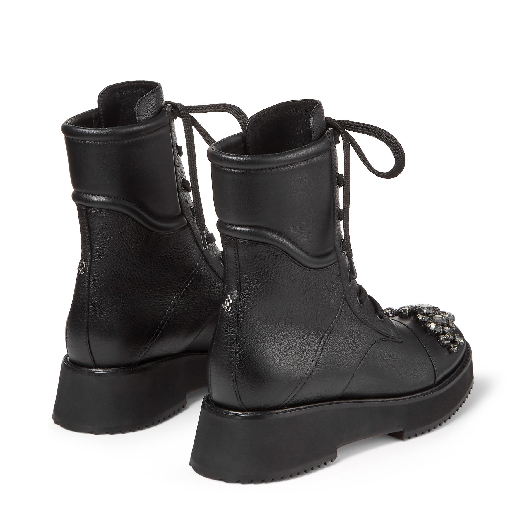 black flat combat boots