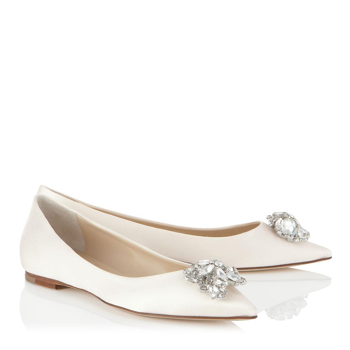 Jimmy Choo Alina Ivory Satin Pointy Toe 