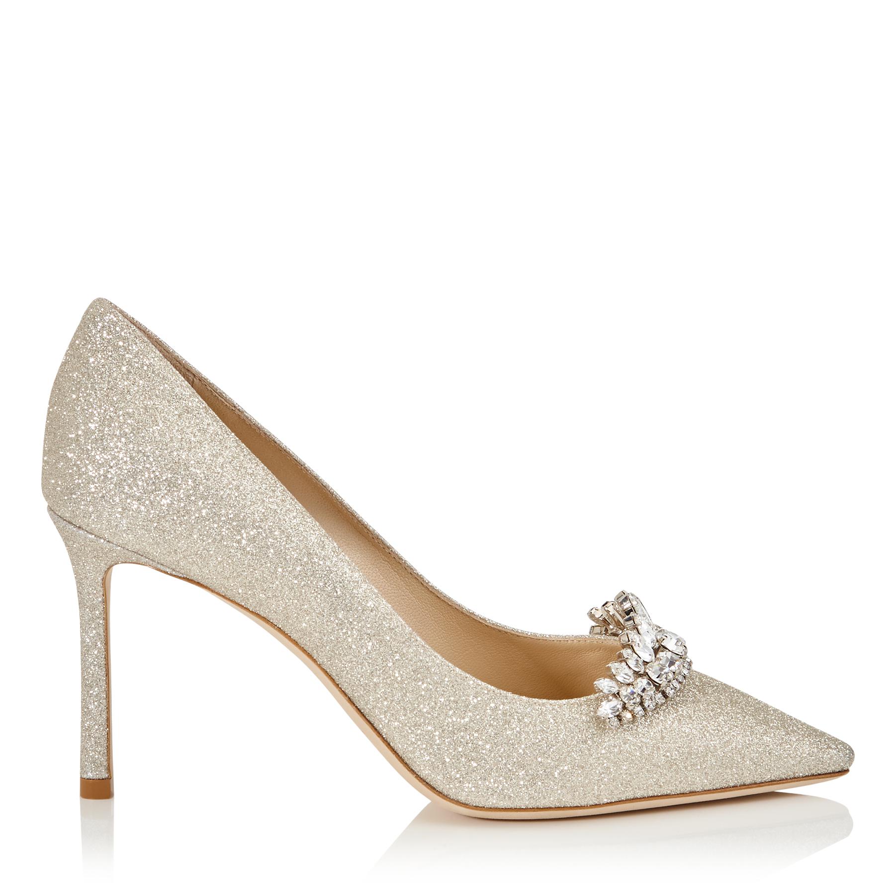 Jimmy Choo Leather Romy 85 in Platinum 