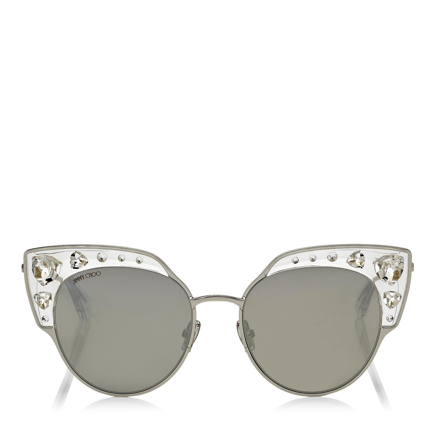 Lyst Jimmy Choo Audrey Silver Mirror Cat Eye Sunglasses With Silver