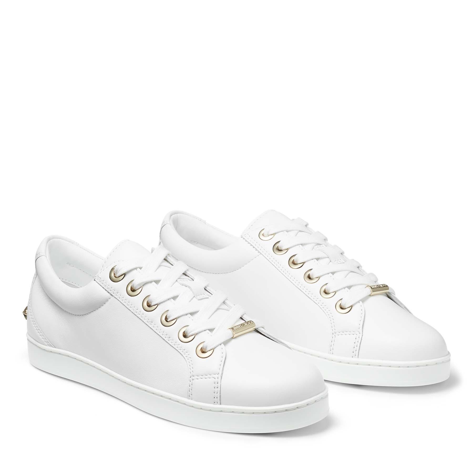 Jimmy Choo Cash/f White Nappa Leather Low Top Trainers White 34 | Lyst