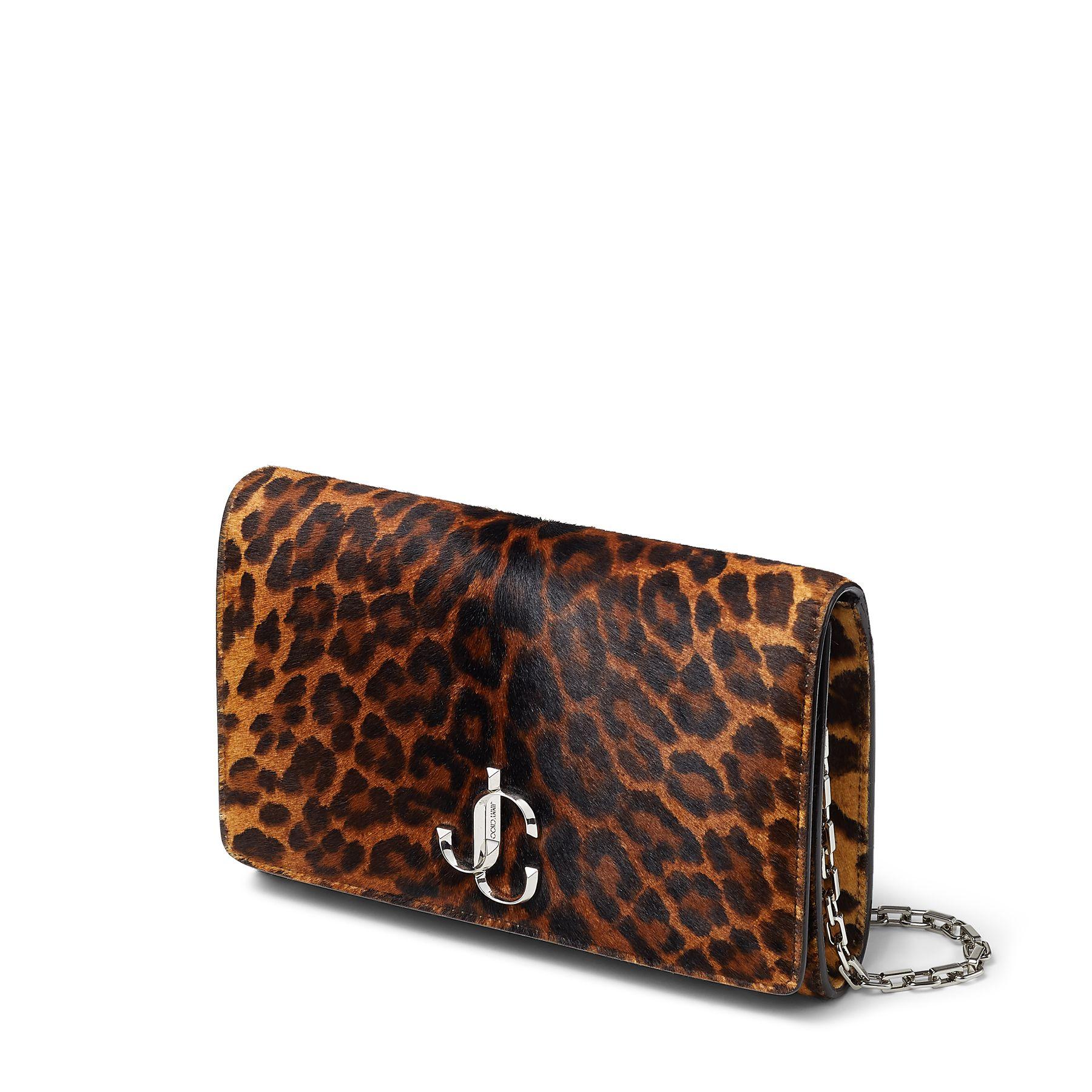 Jimmy Choo Varenne Clutch Natural Degrade Leopard Print Pony Clutch Bag  With Jc Logo Natural/silver One Size in Brown | Lyst