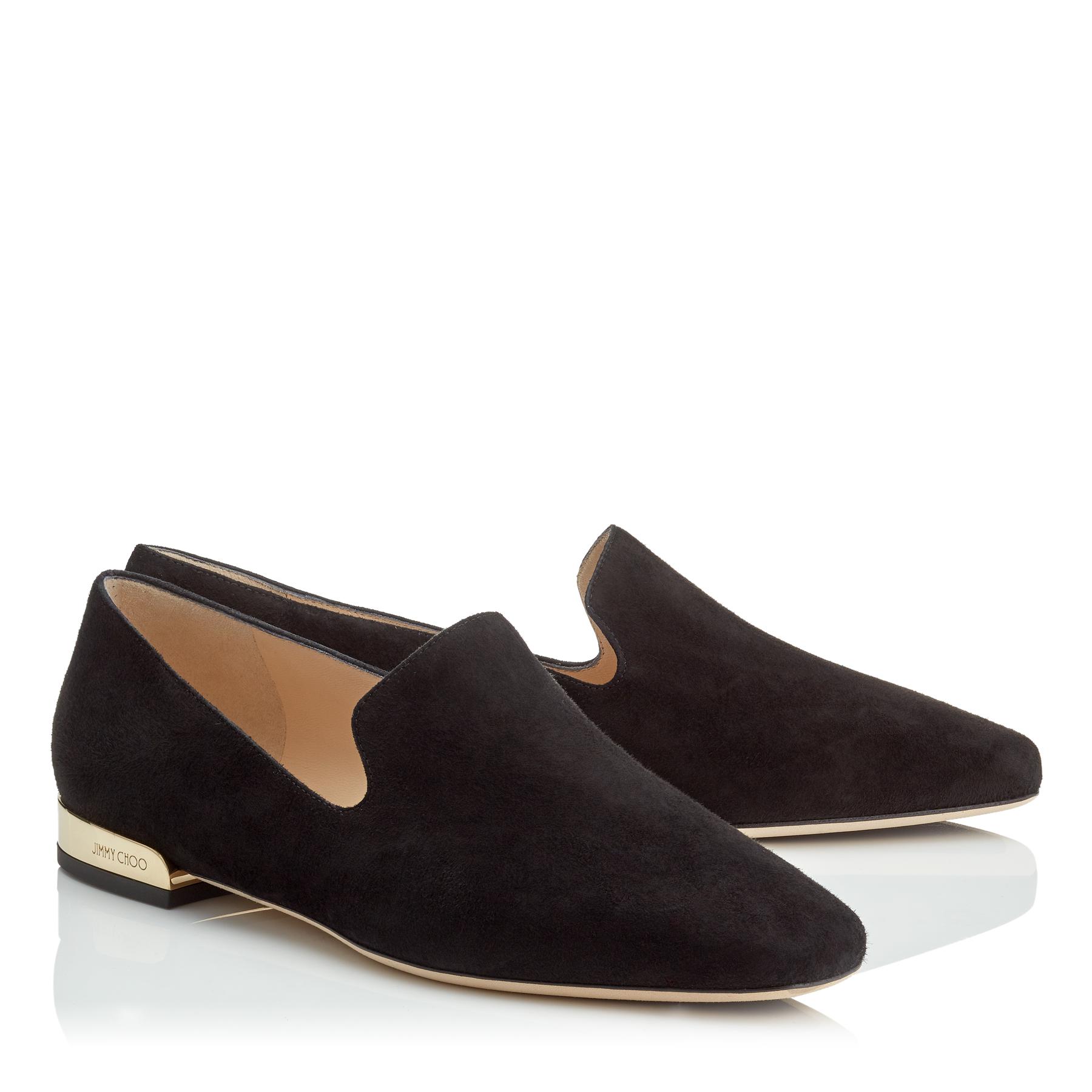 Jimmy Choo Suede Jaida Flat in Black - Lyst