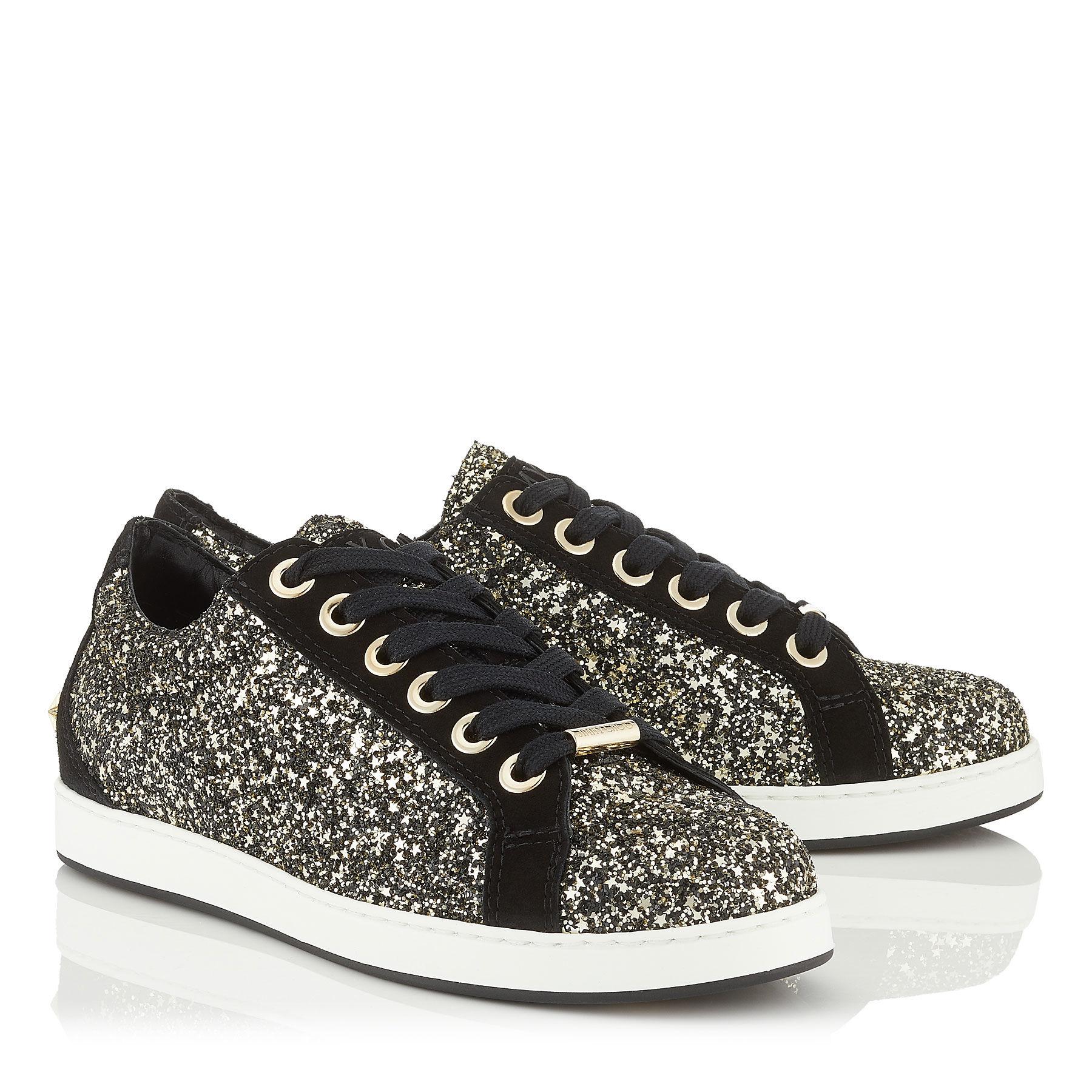 jimmy choo cash coarse glitter trainers
