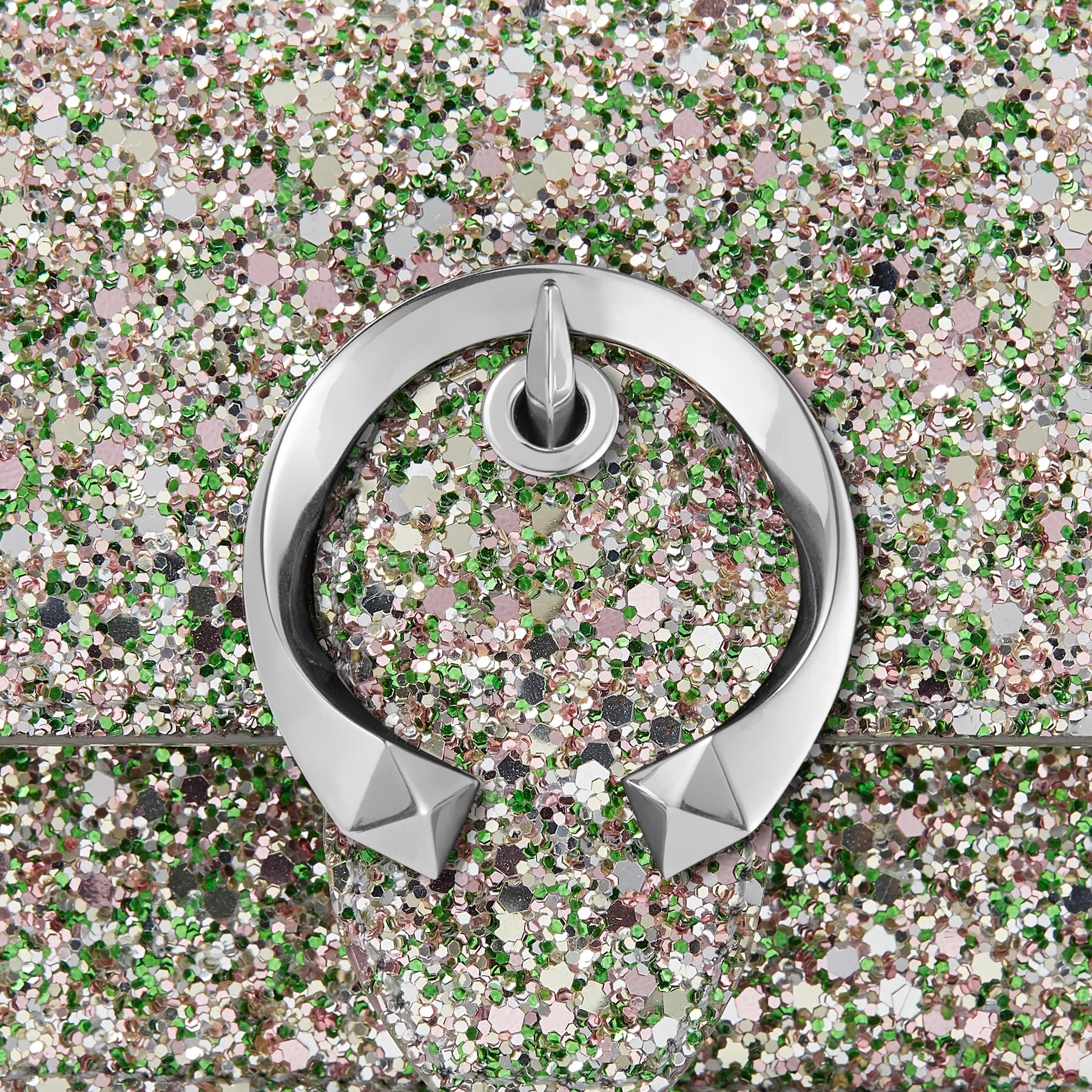 Jimmy Choo Mini Paris Peppermint Coarse Glitter Fabric Super Mini