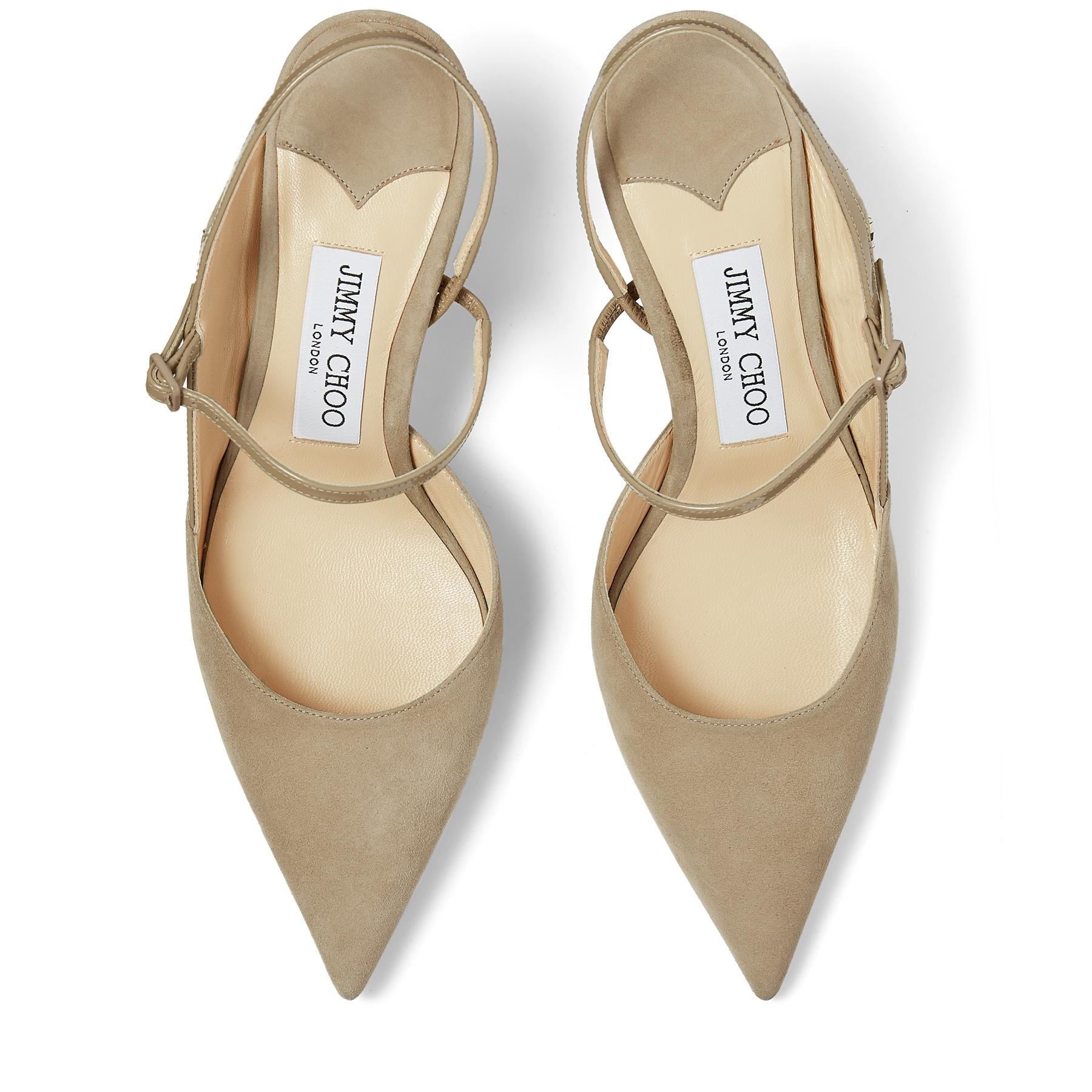 Jimmy Choo Ray 65 Balletpink Suede And Patent Leather Pointed Pumps