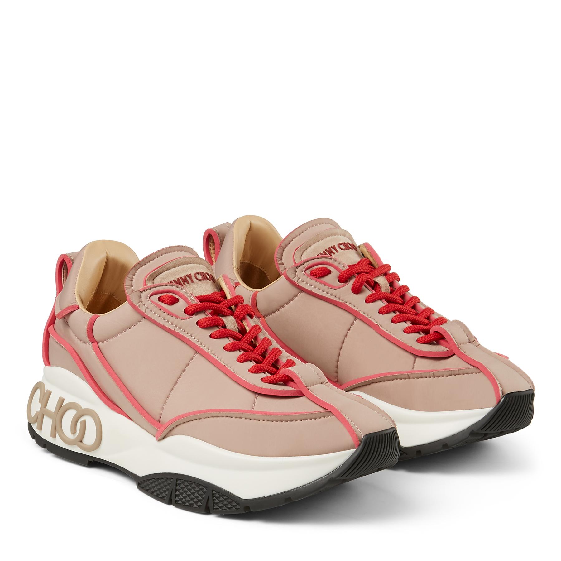 Jimmy Choo Raine Ballet Pink And Red Padded Nylon Trainers | Lyst