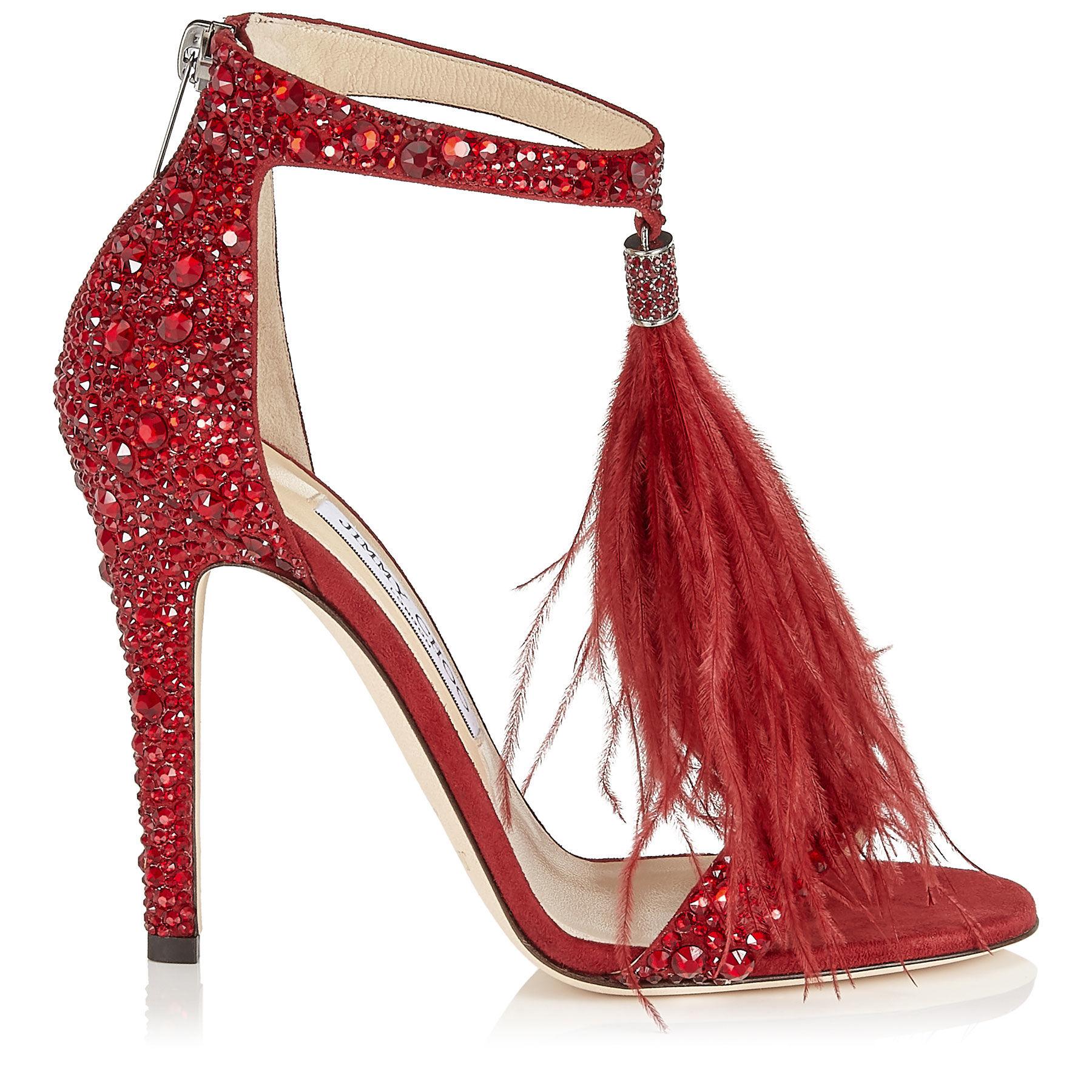 Jimmy Choo Leather Viola 100 Sandals in Red | Lyst UK