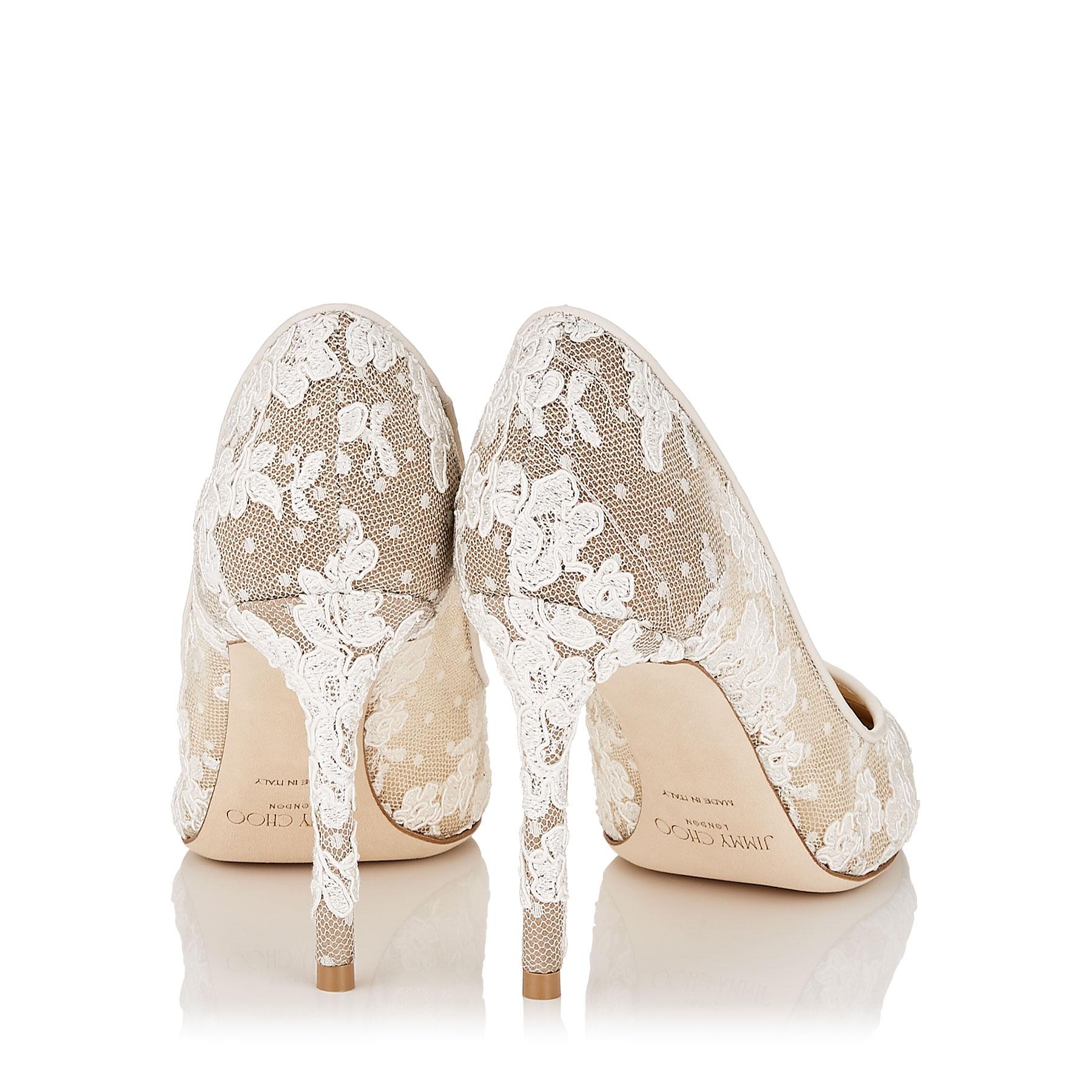 Jimmy Choo Romy 100 Ivory Floral Lace Pointy Toe Pumps Biege Jimmy Choo Romy 100 Ivory Floral Lace Pointy Toe Pumps Biege