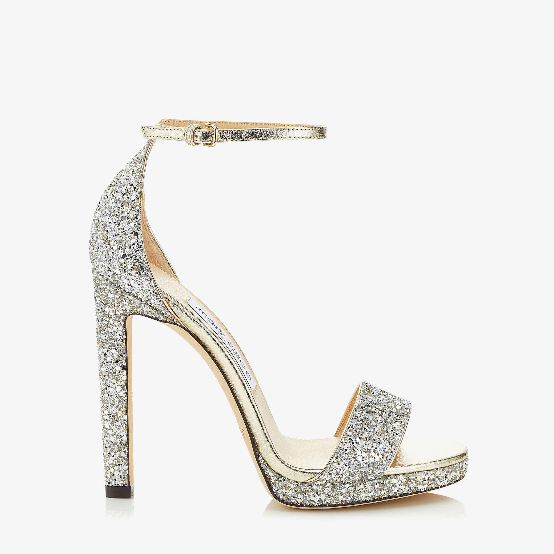 Jimmy Choo Misty 120 Glitter Sandal in Metallic | Lyst UK