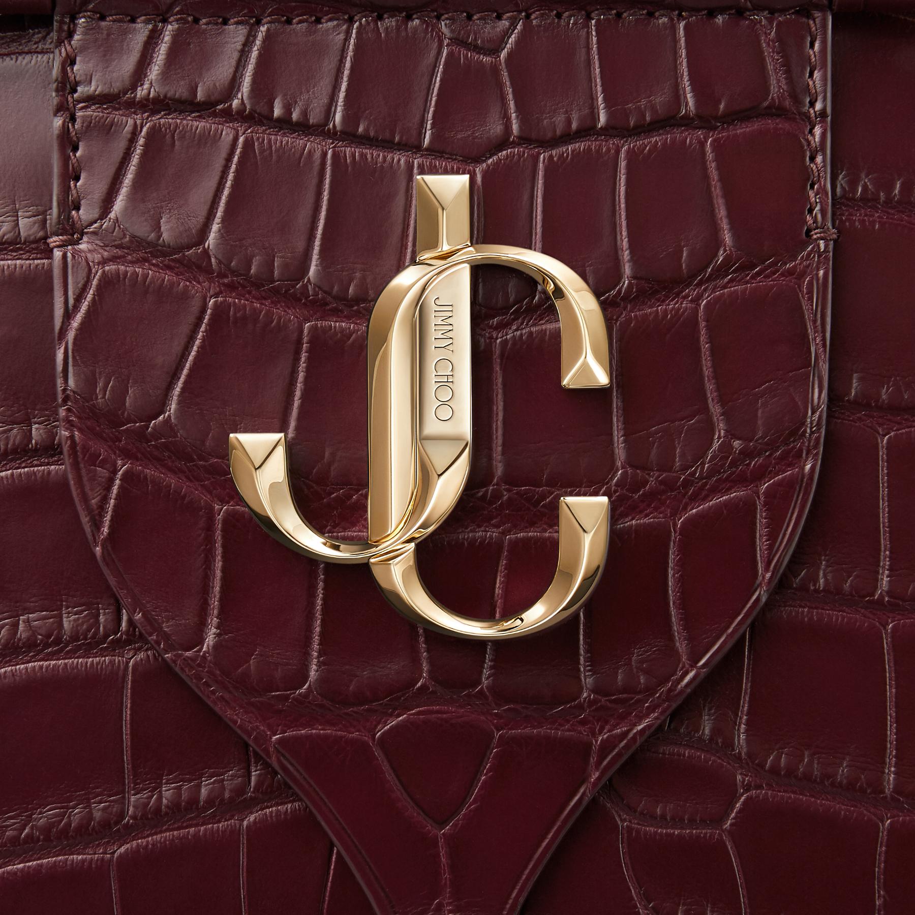 Jimmy Choo Varenne Bowling/m Bordeaux Crocodile Bowling Bag